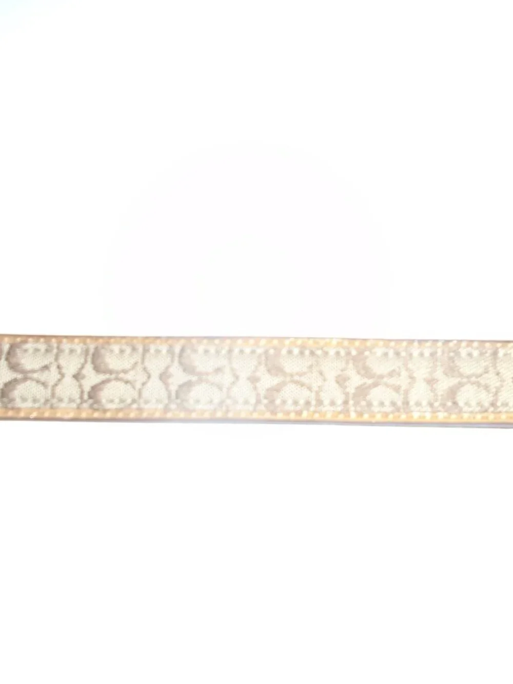NEW VINTAGE COACH TAN BROWN JACQUARD SIGNATURE C LEATHER DOG COLLAR 60364 SIZE M